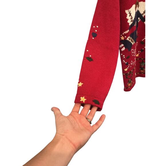 Vtg Quacker Factory Embroidered Cardigan Sweater I Believe in Angel Christmas - Picture 9 of 9